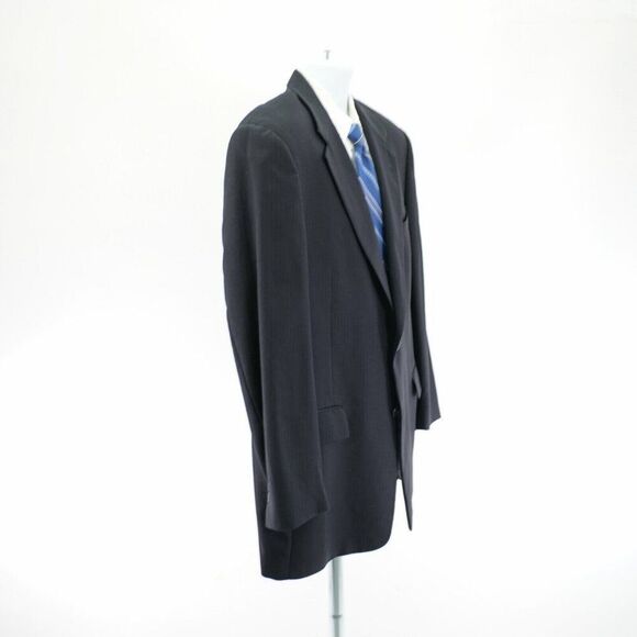 Hart Schaffner Marx Wool Blazer 42R Navy Blue Herringbone 2 Button‎ - Picture 7 of 12